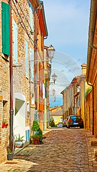 Old street in Santarcangelo di Romagna town