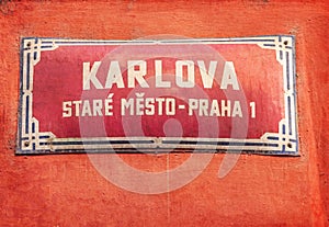 Old street sign in Prague