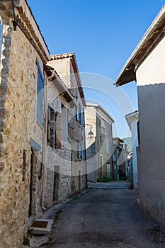 Old street of the small village of Saint-Pierre d`Argencon, France