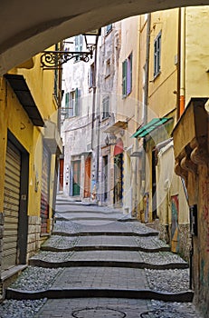 Old street-stairs in San Remo, Italy