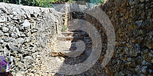 old street with stone steps