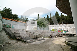 The old street theater. Open-air audience chairs