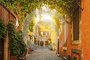 Old street in Trastevere in Rome