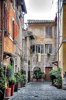 Old street in trastevere. Rome photo
