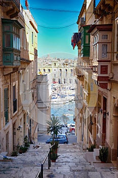Old street of Valetta - capital of Malta
