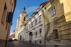 Old street view in Szekesfehervar old town, Hungary