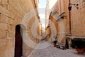 Old Street in Walled City of Mdina, Malta