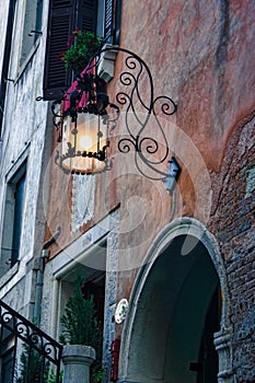 Old Streetlamp at Dusk in Venice, Italy