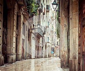 Old streets of Barrio Gotico photo