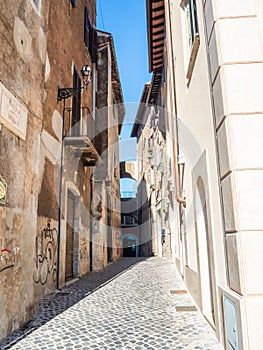 Old streets and buildings in the Gregorian Bridge  Ponte Gregoriano  area in Tivoli, Italy photo