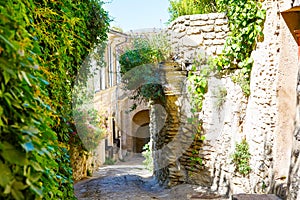 Old streets of Gordes, town in Provence, France photo