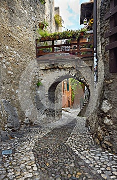 Old streets of Malcesine on the shores of Lake Garda