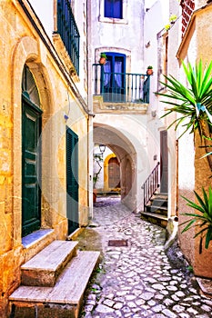 Old streets of Otranto town in Piglia, Italy