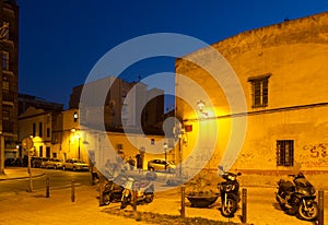 Old streets of Sant Adria de Besos in evening photo