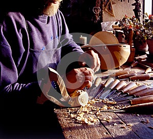 Old stringed instruments maker photo