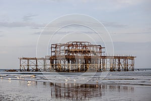 Old structure of a burned pier