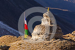 Old stupa on hill at Dingboche village, Everest region, Nepal