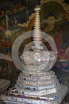 Old stupa inside a monastery in Ladakh, India