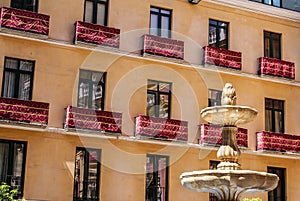 Old style balcony in Malaga. Traditional spanish architecture