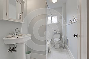 Old style bathroom interior in small American house