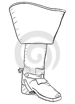 Old style boot with spurs. EPS8 vector