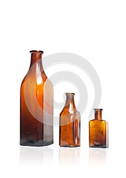 Old style bottles in row