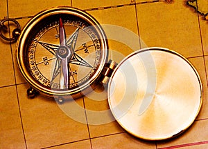 Old style brass compass