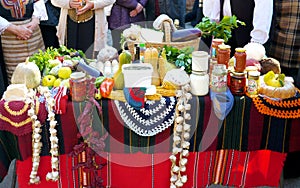 Old style bulgarian food market photo