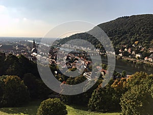 Old style city on the river bank