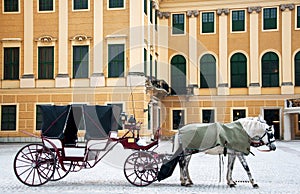 Old style coach with horses