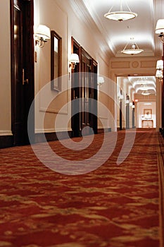 old style hotel hallways