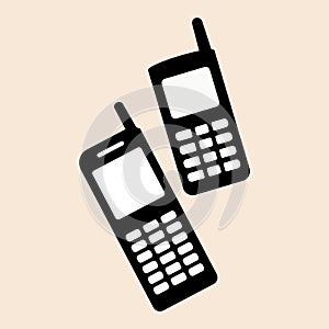 Old style nokia two mobile phones set Mobile phone nokia support icon vector eps10. Old mobile phone retro icon. photo