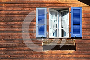 Old style open windows of a house