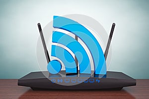 Old Style Photo. 3d Modern WiFi Router