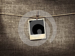 Old style photo hanging on a clothesline