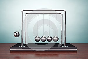 Old Style Photo. Perpetual Motion Spheres of Newton