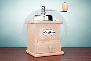 Old Style Photo. Wooden Coffee Mill