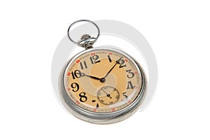 Old style pocket watch, isolated on white