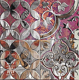 Old style red color modern pattern design tile