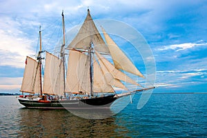 Old Style Sail Boat near Harbor