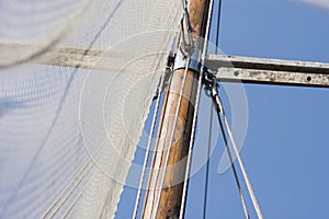 Old style ship`s mast detail