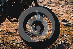 Old style spoked motorcycle wheel
