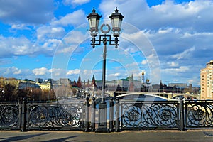 Old style street lamp about Kremlin in Moscow downtown