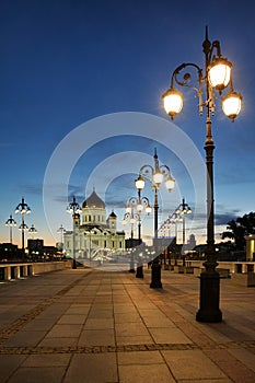 Old Style Street Lights of Patriarchal Bridge Against Twilight S