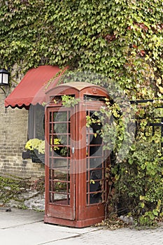 An old style telephone booth