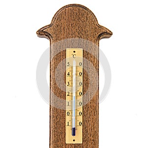 Old style thermometer isolated on white background. Room temperature