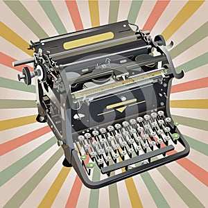 Old style typewriter on retro background