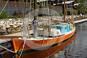 Old style vintage gaff rigged Sailing Boat