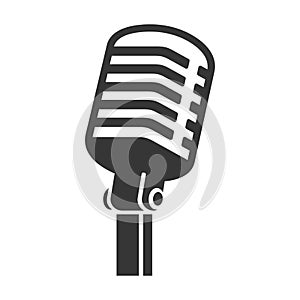 Old Style Vintage Microphone Icon on White Background. Vector