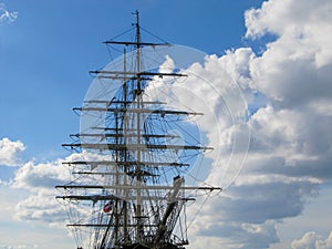 Old Style Vintage Three Masts Clipper Ship